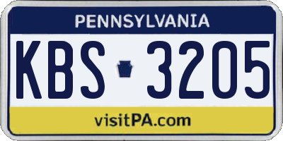 PA license plate KBS3205