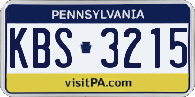 PA license plate KBS3215