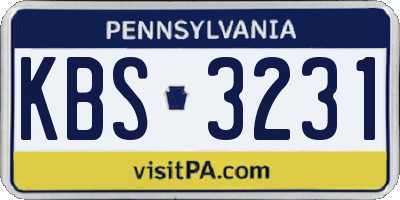PA license plate KBS3231