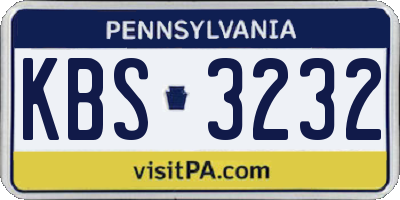 PA license plate KBS3232
