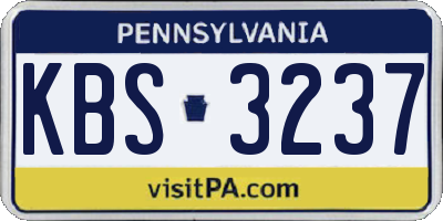 PA license plate KBS3237