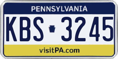PA license plate KBS3245