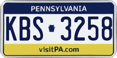 PA license plate KBS3258