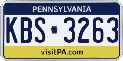 PA license plate KBS3263
