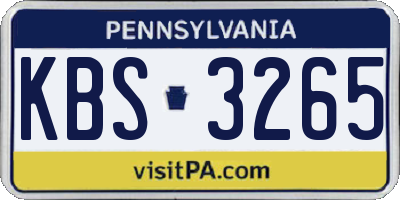 PA license plate KBS3265