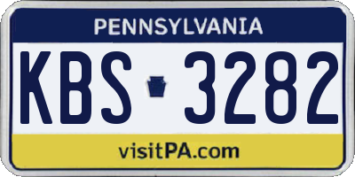 PA license plate KBS3282