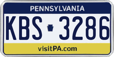 PA license plate KBS3286