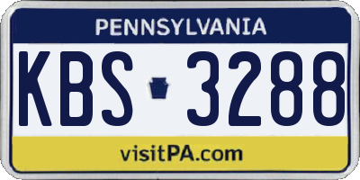 PA license plate KBS3288