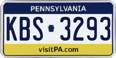 PA license plate KBS3293