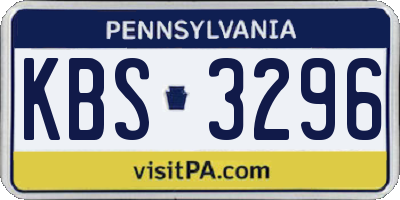 PA license plate KBS3296