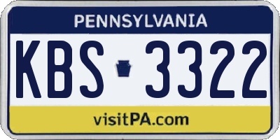 PA license plate KBS3322