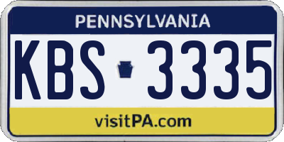 PA license plate KBS3335