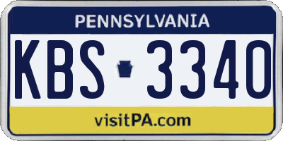 PA license plate KBS3340