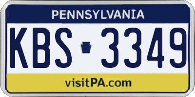 PA license plate KBS3349