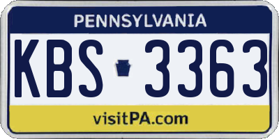 PA license plate KBS3363