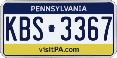 PA license plate KBS3367