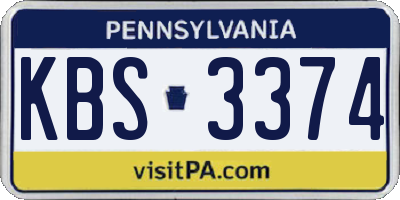 PA license plate KBS3374