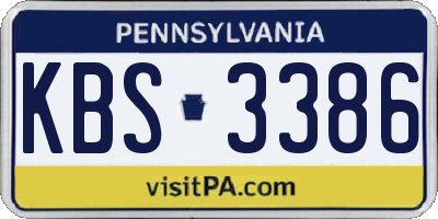 PA license plate KBS3386