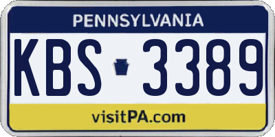PA license plate KBS3389