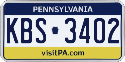 PA license plate KBS3402