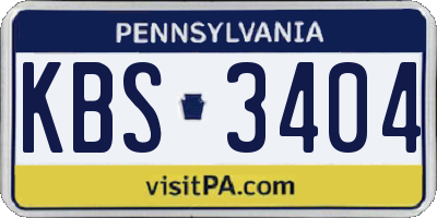 PA license plate KBS3404