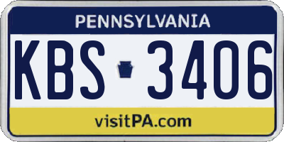 PA license plate KBS3406