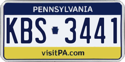 PA license plate KBS3441