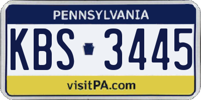 PA license plate KBS3445
