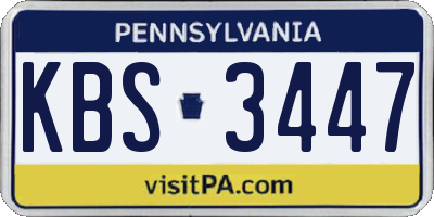 PA license plate KBS3447