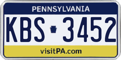 PA license plate KBS3452