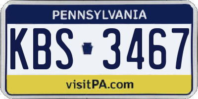 PA license plate KBS3467