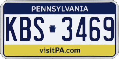 PA license plate KBS3469