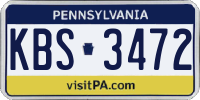 PA license plate KBS3472