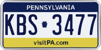 PA license plate KBS3477