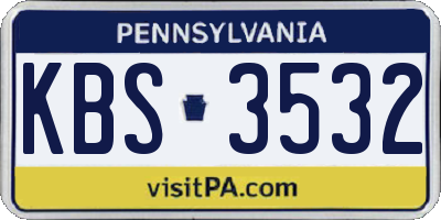 PA license plate KBS3532