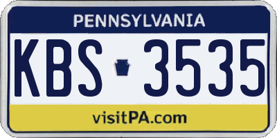 PA license plate KBS3535