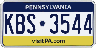 PA license plate KBS3544