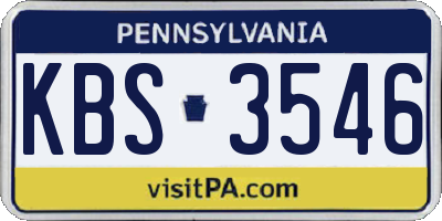 PA license plate KBS3546