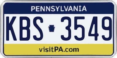 PA license plate KBS3549