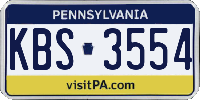 PA license plate KBS3554