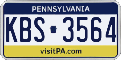PA license plate KBS3564