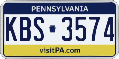 PA license plate KBS3574