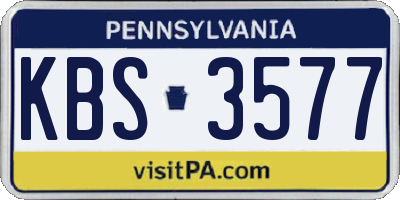 PA license plate KBS3577