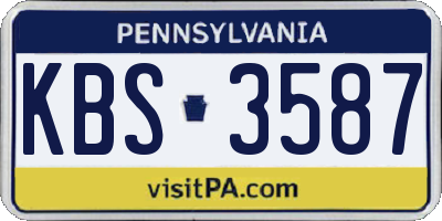 PA license plate KBS3587
