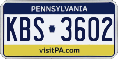 PA license plate KBS3602