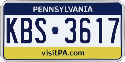 PA license plate KBS3617