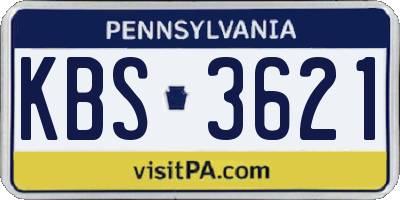PA license plate KBS3621