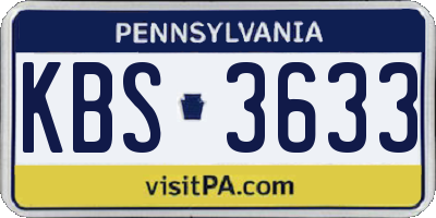 PA license plate KBS3633
