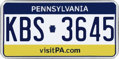 PA license plate KBS3645