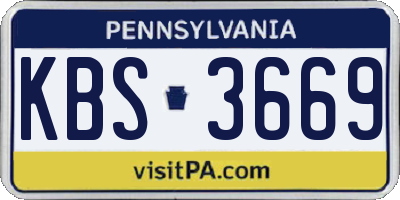 PA license plate KBS3669